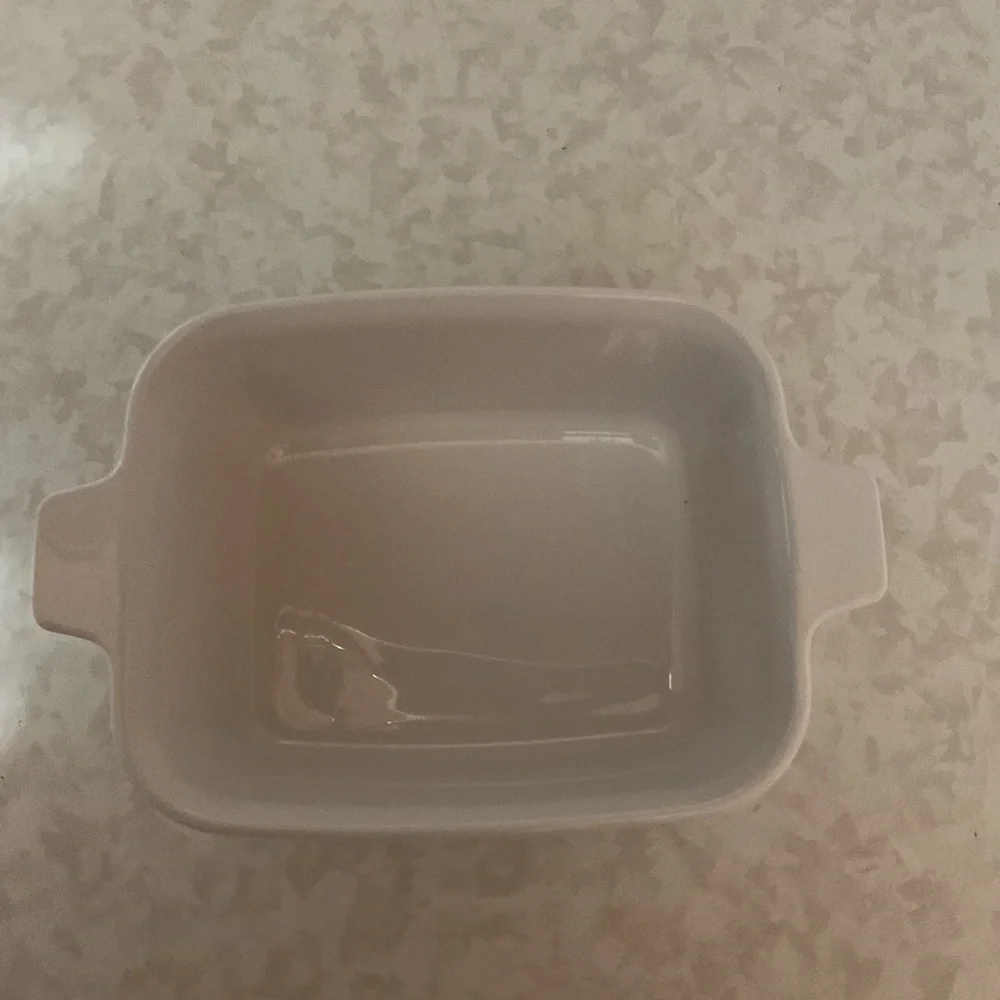 Vintage Corning ware  White Ceramic Baking Dish with vegetable Design.